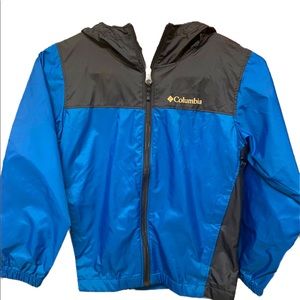 Columbia boys blue rain jacket, size Small 8